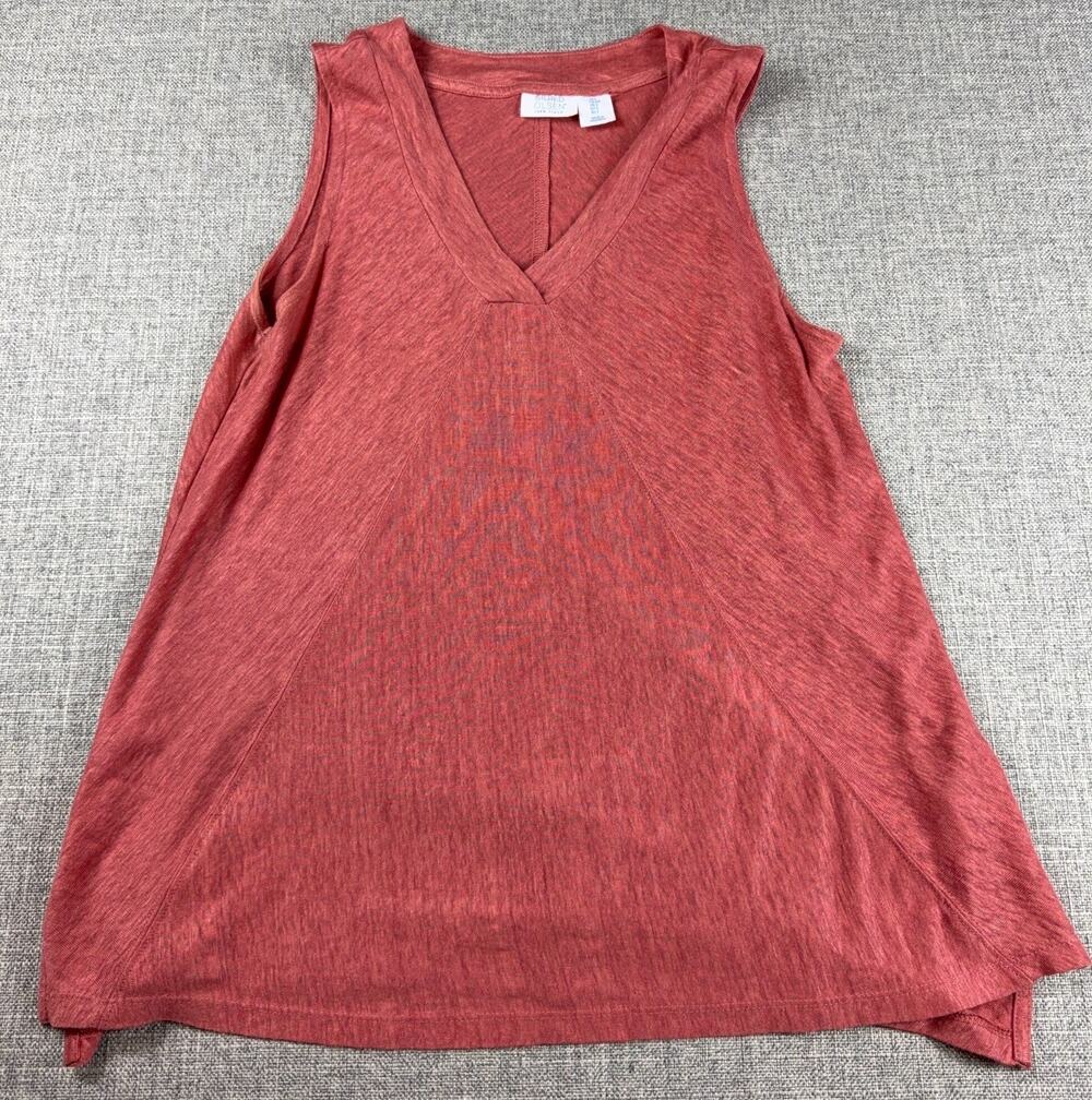 Sigrid Olsen 100% Linen Tank Top Women Small Coral V Neck Tunic A Line